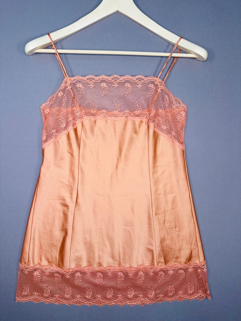 Vintage 1960’s Yves Saint Laurent Lingerie Peach Chemise Slip Size 34